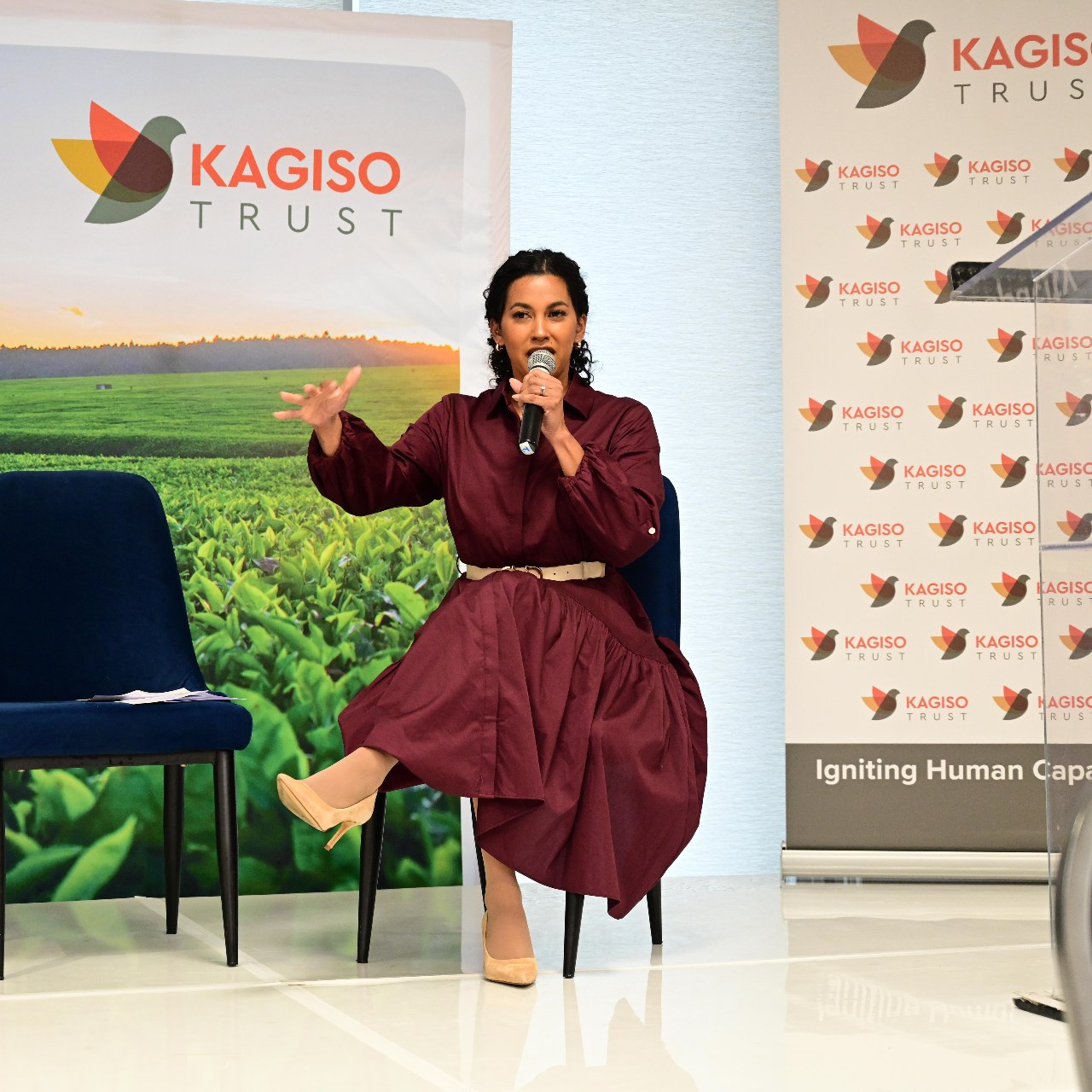 Panel of women speakers in dialogue at a G20 convening